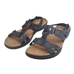 Clarks Collection Leisa Lakelyn Black Leather Slingback Sandals Size 9.5